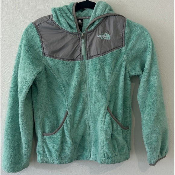 The North Face Full Zip Up Fuzzy Fleece Hooded Jacket Girls Size 10/12 - Picture 1 of 3